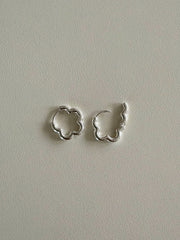 [925 Silver] Rough Wave Line One-Touch Ring Earrings for Both Ears 
