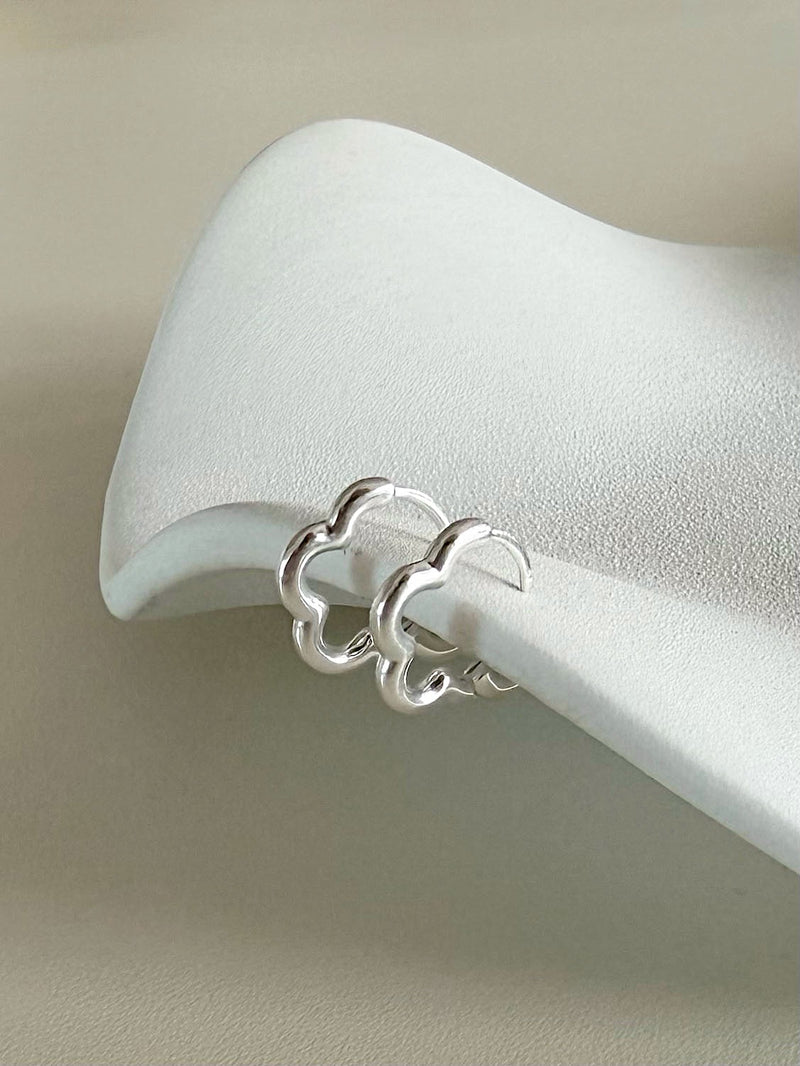 [925 Silver] Rough Wave Line One-Touch Ring Earrings for Both Ears 