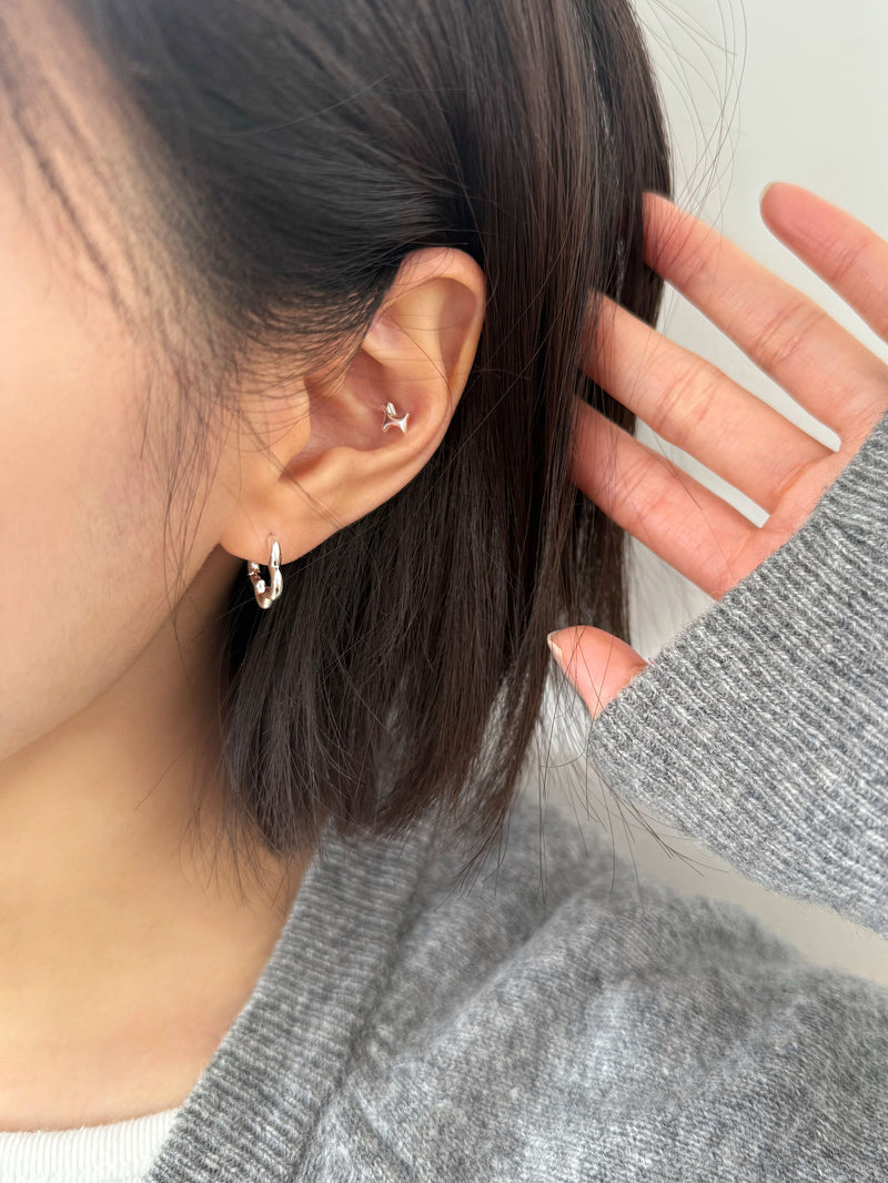 [925 Silver] เจาะ X-Line (2 แบบ) 20G เจาะร่างกาย เจาะหลัง เจาะกระดูกอ่อน 