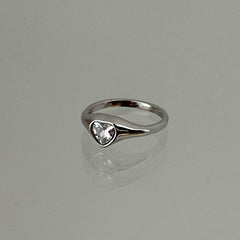 [サージカル] キュービック ハートポイント リング 金属アレルギー対応 / サージカルステンレス