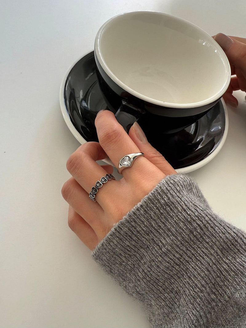 [サージカル] アンティーク クロスインハート リング アンティーク調 クロスインハート