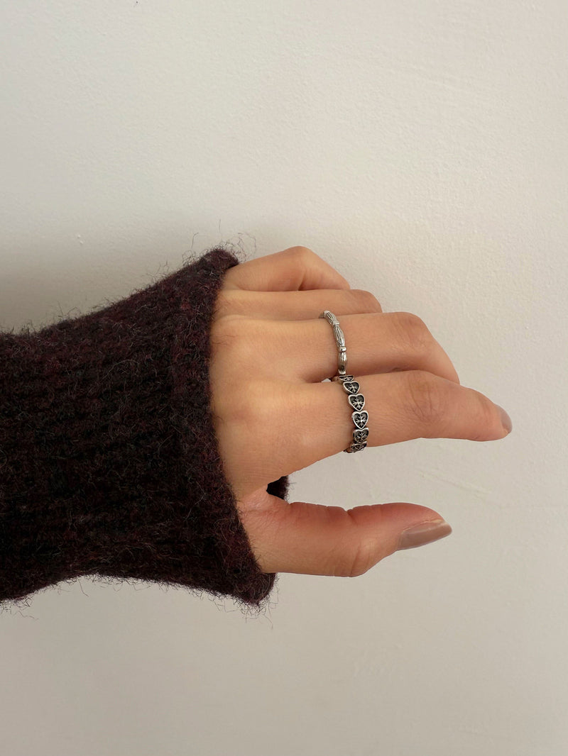 [サージカル] アンティーク クロスインハート リング アンティーク調 クロスインハート