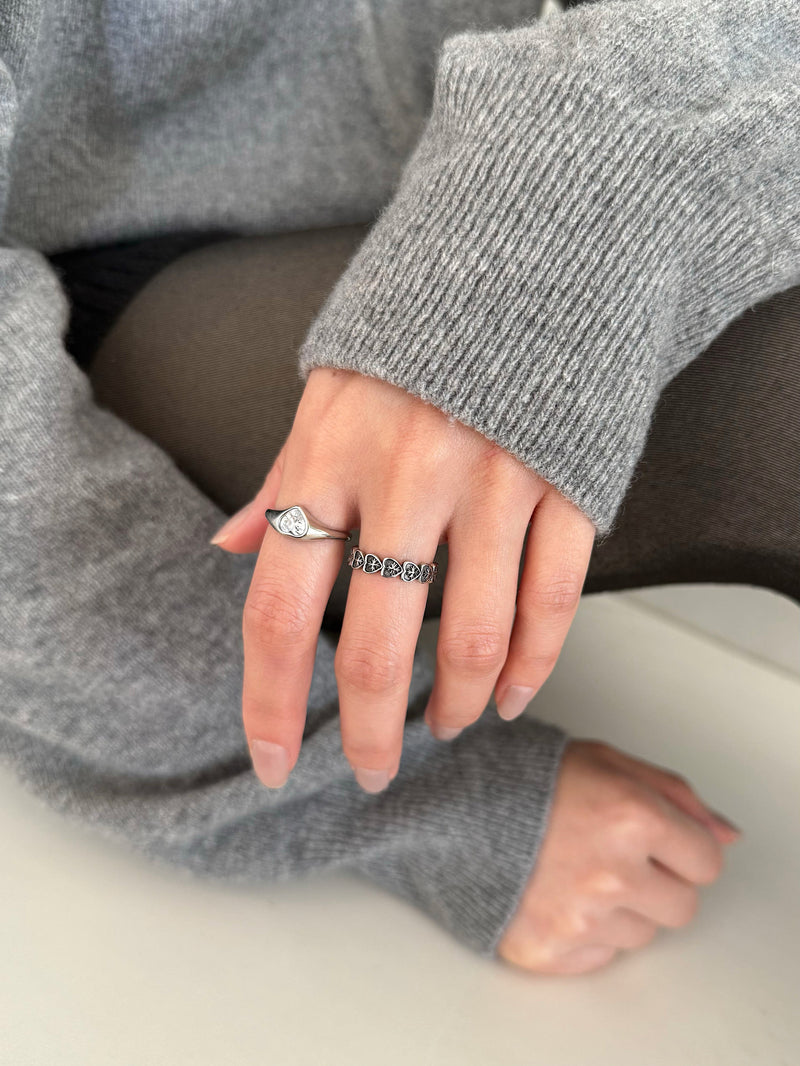 [サージカル] アンティーク クロスインハート リング アンティーク調 クロスインハート