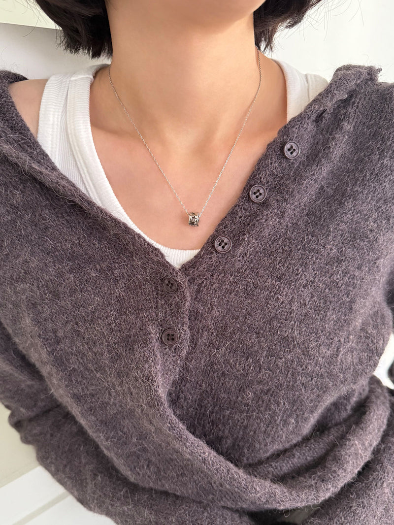 สร้อยคอเชือกถักสีดำลายเสือดาวและโลหะ (3 สี) ปรับความยาวได้ 