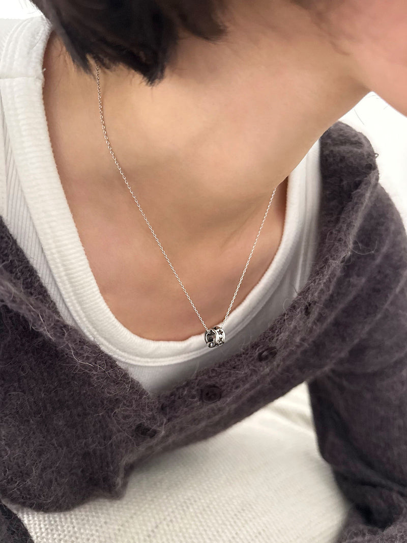 สร้อยคอเชือกถักสีดำลายเสือดาวและโลหะ (3 สี) ปรับความยาวได้ 