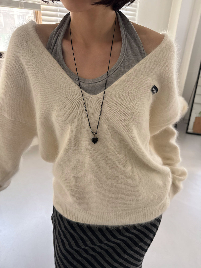 スター＆ハート ブラックストリング ロングネックレス（長さ調節可能）【サージカルステンレス】