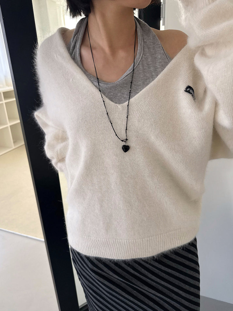 スター＆ハート ブラックストリング ロングネックレス（長さ調節可能）【サージカルステンレス】