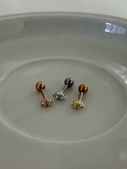 [サージカル]ダブルキュービック オーバル バーベルピアス 16G ボディピアス キャッチ 軟骨ピアス