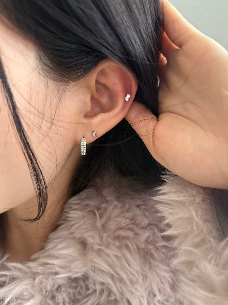 [全サージカルステンレス] グリッター ボールド ワンタッチ リングピアス フープピアス (3Type) 両耳用