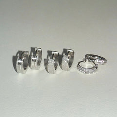 [全サージカルステンレス] グリッター ボールド ワンタッチ リングピアス フープピアス (3Type) 両耳用