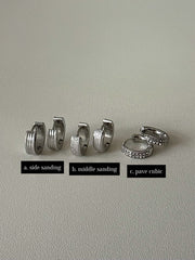 [全サージカルステンレス] グリッター ボールド ワンタッチ リングピアス フープピアス (3Type) 両耳用