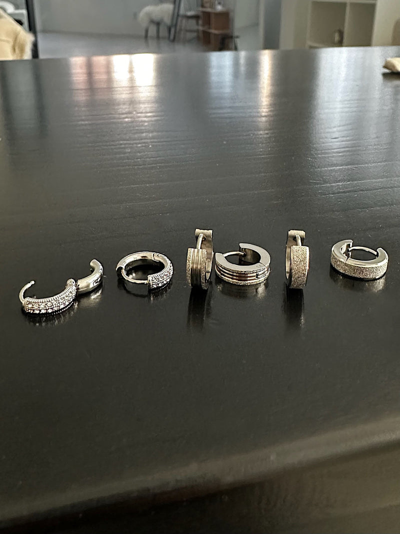 [全サージカルステンレス] グリッター ボールド ワンタッチ リングピアス フープピアス (3Type) 両耳用