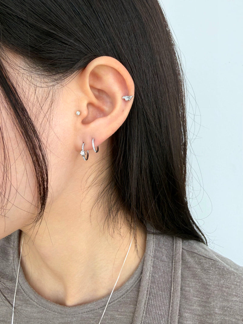 [チタン] キュービック スター セグメントリング ピアス (2Type/ 3Size) 太さ0.8mm / 1.2mm