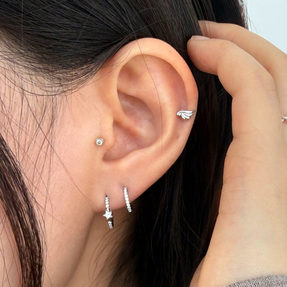 チタン] キュービック スター セグメントリング ピアス (2Type/ 3Size
