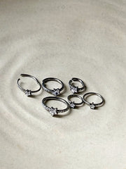 [チタン] キュービック スター セグメントリング ピアス (2Type/ 3Size) 太さ0.8mm / 1.2mm