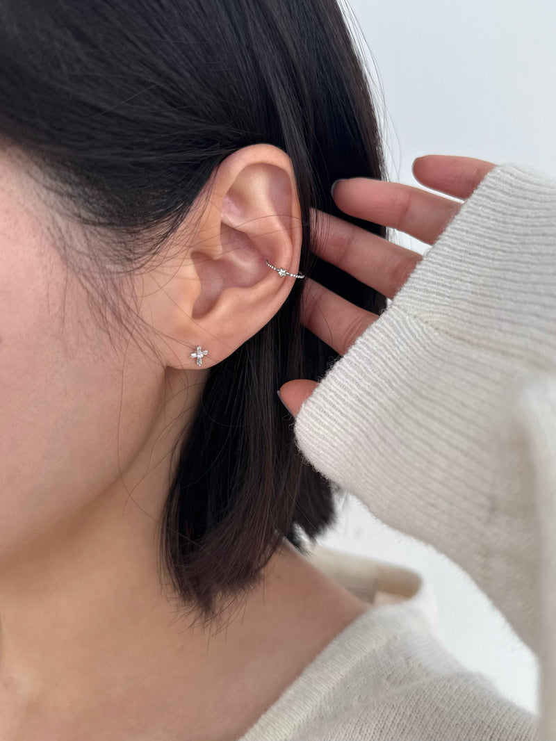 [サージカル]キュービック クロス ピアス (3Type)  16G 軟骨 ボディピアス ファッションピアス