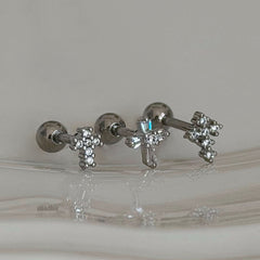 [サージカル]キュービック クロス ピアス (3Type)  16G 軟骨 ボディピアス ファッションピアス