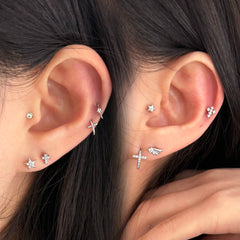 [サージカル]キュービック クロス ピアス (3Type)  16G 軟骨 ボディピアス ファッションピアス