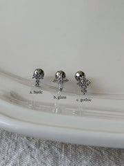 [サージカル]キュービック クロス ピアス (3Type)  16G 軟骨 ボディピアス ファッションピアス