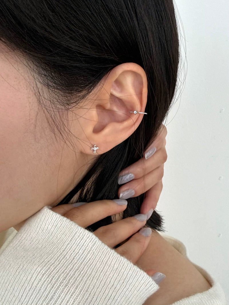 [サージカル]キュービック クロス ピアス (3Type)  16G 軟骨 ボディピアス ファッションピアス