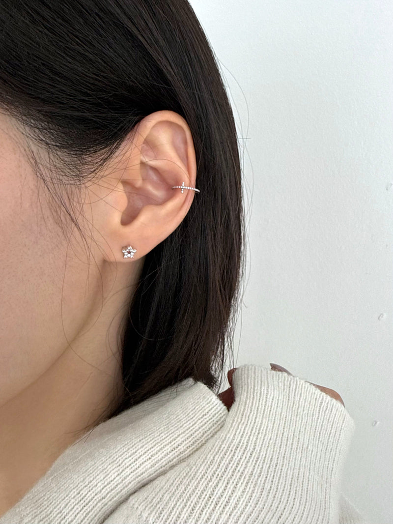 [チタン] キュービック クロス セグメントリング ピアス (2Type / 3Size) 太さ0.8mm / 1.2mm