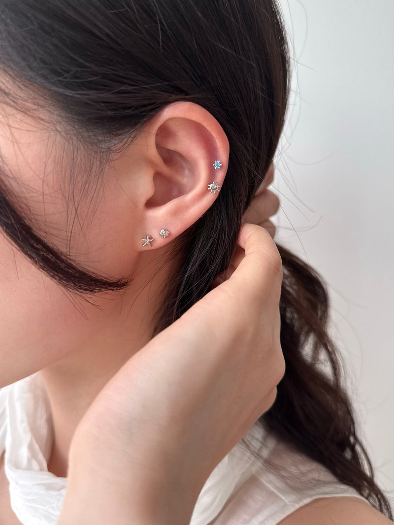 魅力的なシェルピアス サージカル]ミニシェルピアス (3Color) 16G シェルモチーフ 貝 マリン
