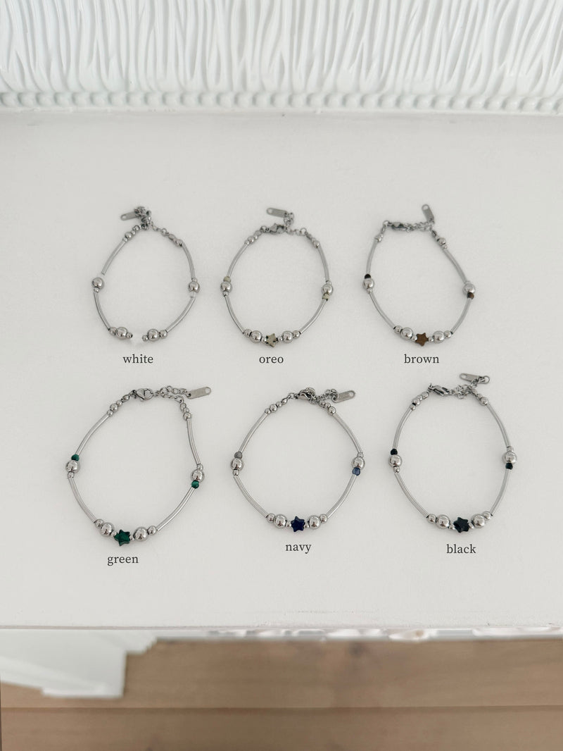 ストーンスター スティック＆ボール ブレスレット 6color  全体サージカルスチール