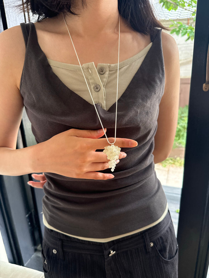 [Surgical] Autumn Color String Heart Long Necklace (3 colors/adjustable length)