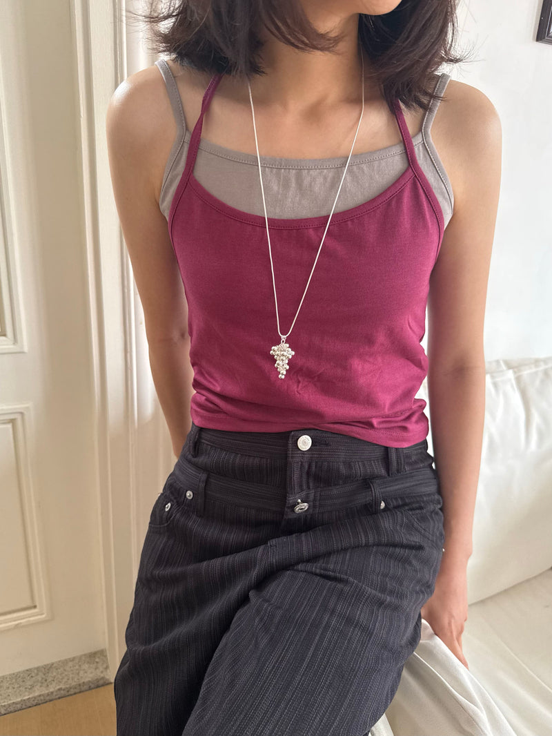[Surgical] Autumn Color String Heart Long Necklace (3 colors/adjustable length)