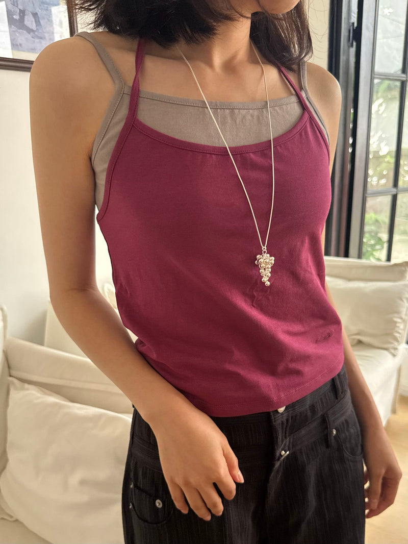 [Surgical] Autumn Color String Heart Long Necklace (3 colors/adjustable length)