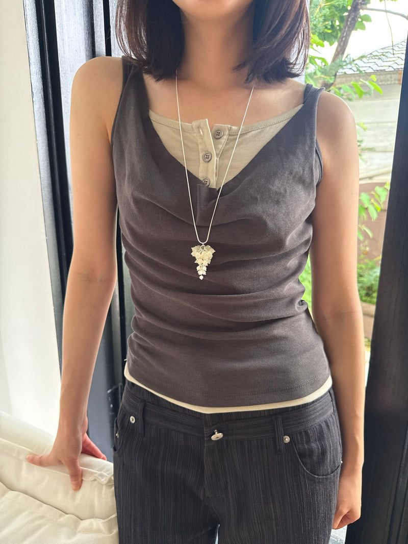 [Surgical] Autumn Color String Heart Long Necklace (3 colors/adjustable length)
