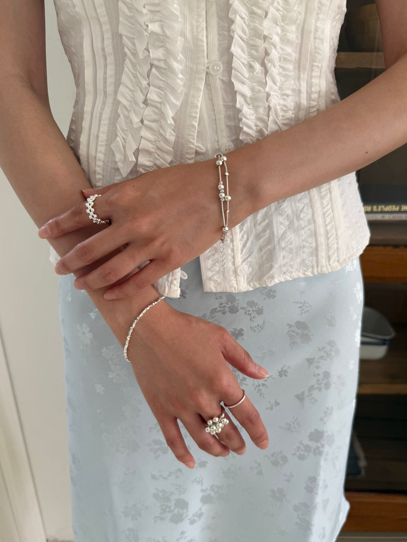[925 Silver] Triple Cubic Sparkling Ring