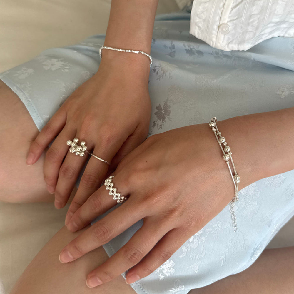 [925 Silver] Triple Cubic Sparkling Ring