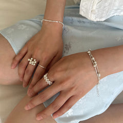 [925 Silver] Triple Cubic Sparkling Ring