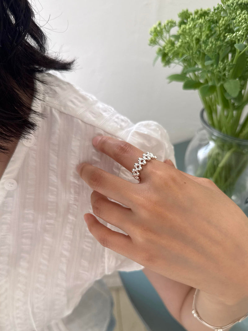 [925 Silver] Triple Cubic Sparkling Ring
