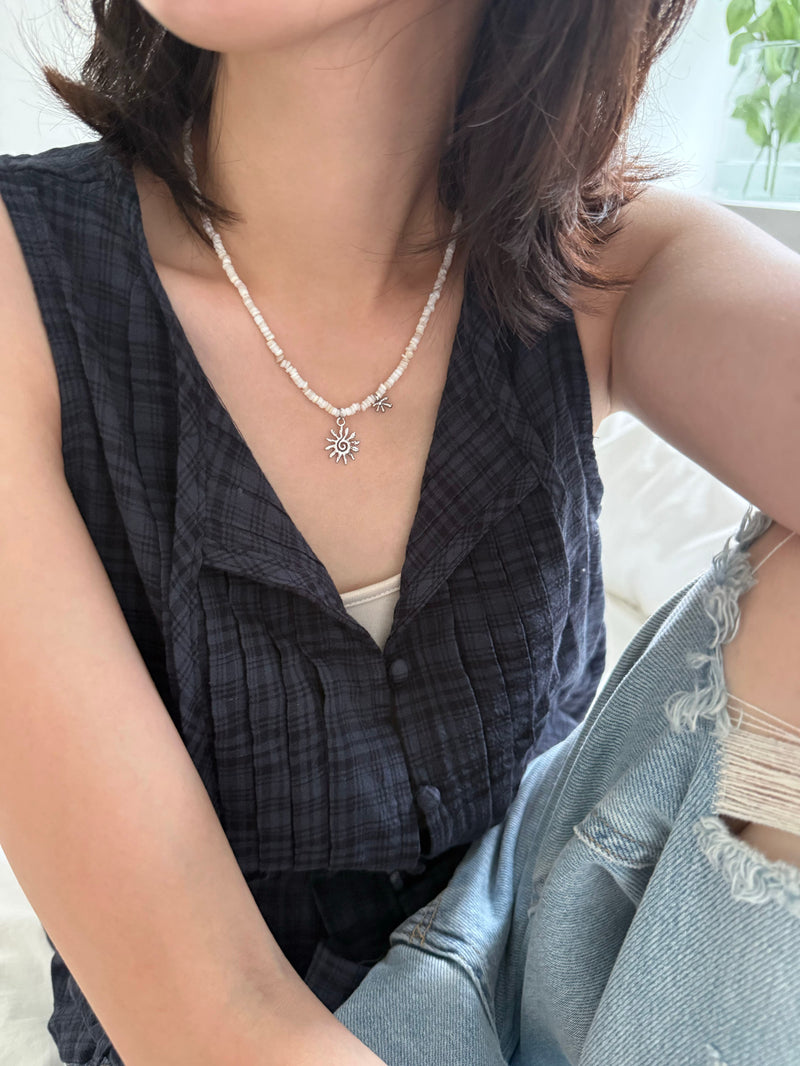 ミックスビーズ サンモチーフネックレス（3Color）サージカルステンレス