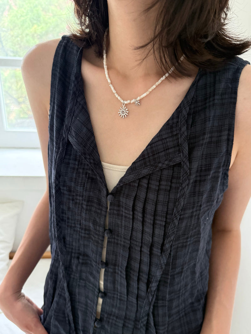 ミックスビーズ サンモチーフネックレス（3Color）サージカルステンレス