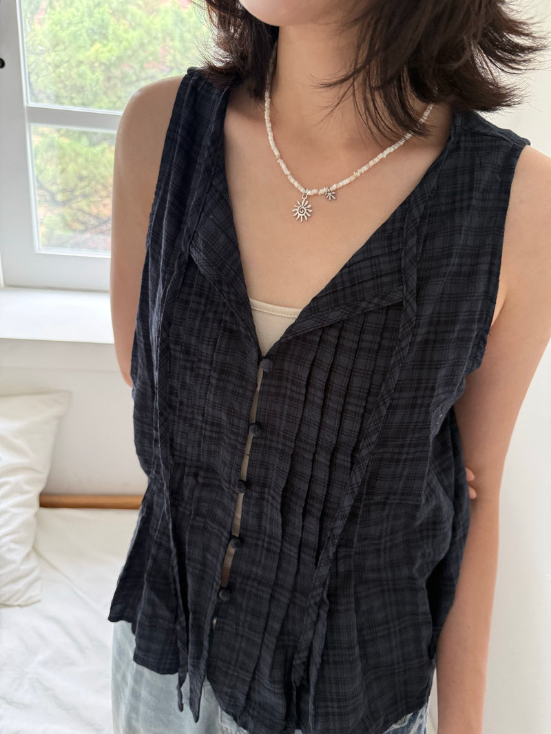 ミックスビーズ サンモチーフネックレス（3Color）サージカルステンレス