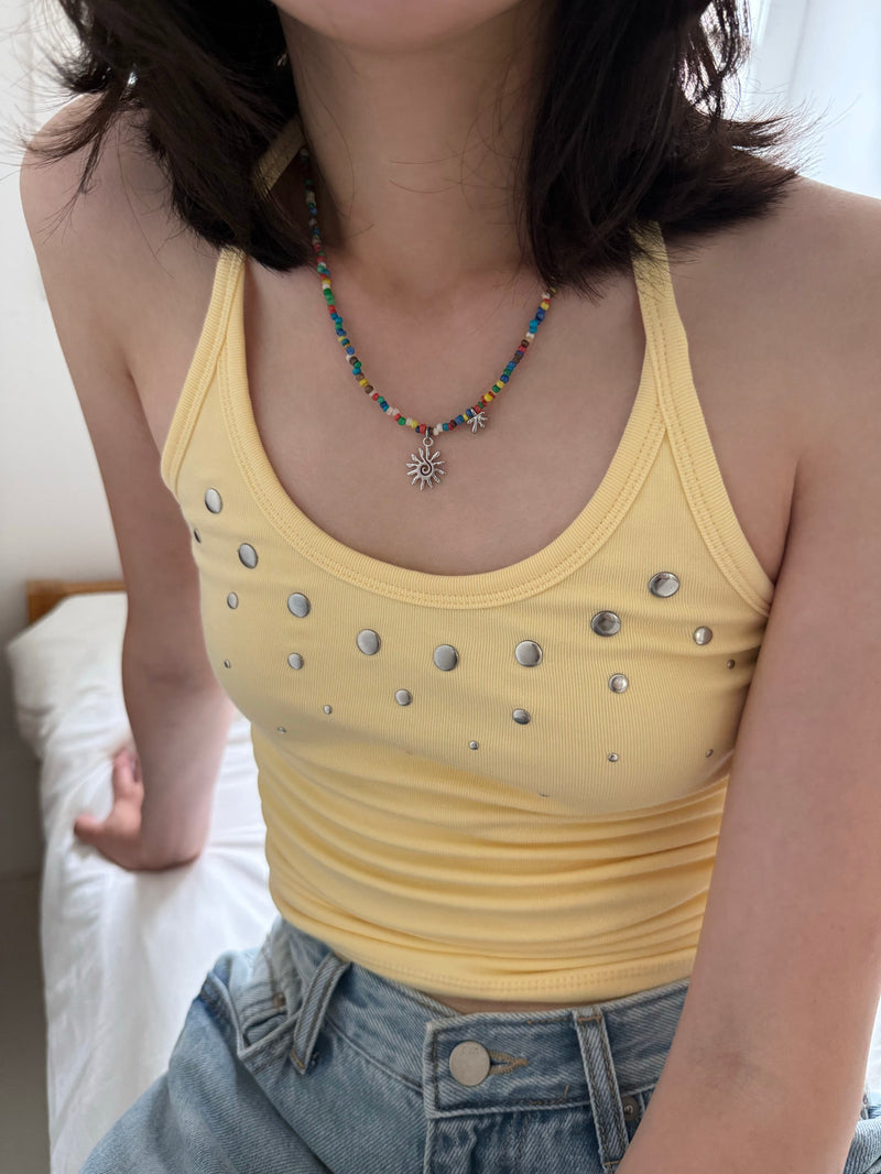 ミックスビーズ サンモチーフネックレス（3Color）サージカルステンレス