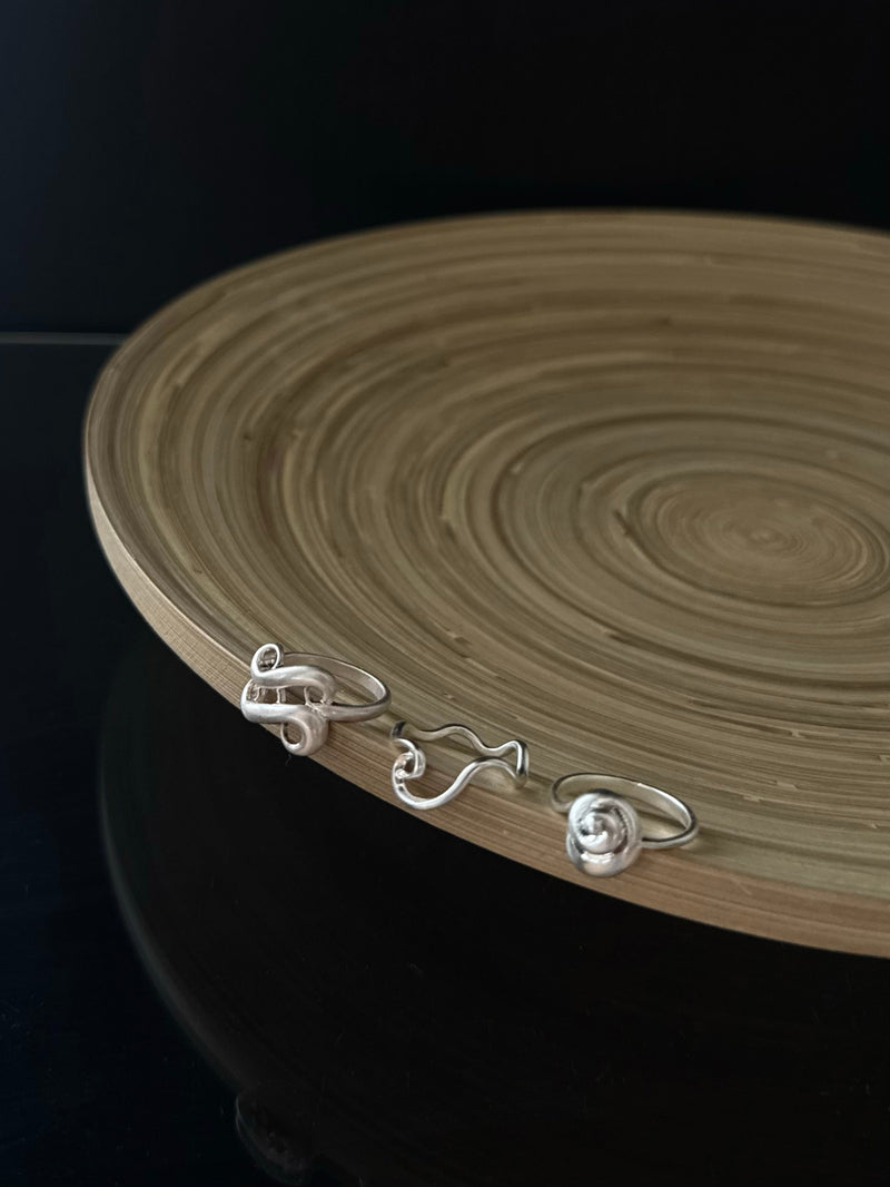 マットシルバー ニュアンスモチーフリング（3Type）個性的 ヴィンテージ 韓国アクセサリー