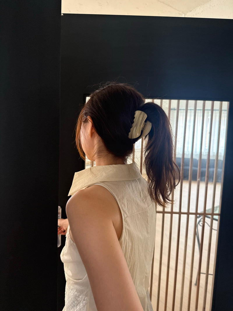 マーブルライン ハーフムーンバンスクリップ (4Color)  ヘアクリップ