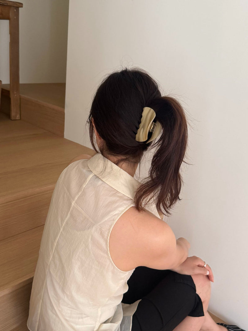 マーブルライン ハーフムーンバンスクリップ (4Color)  ヘアクリップ