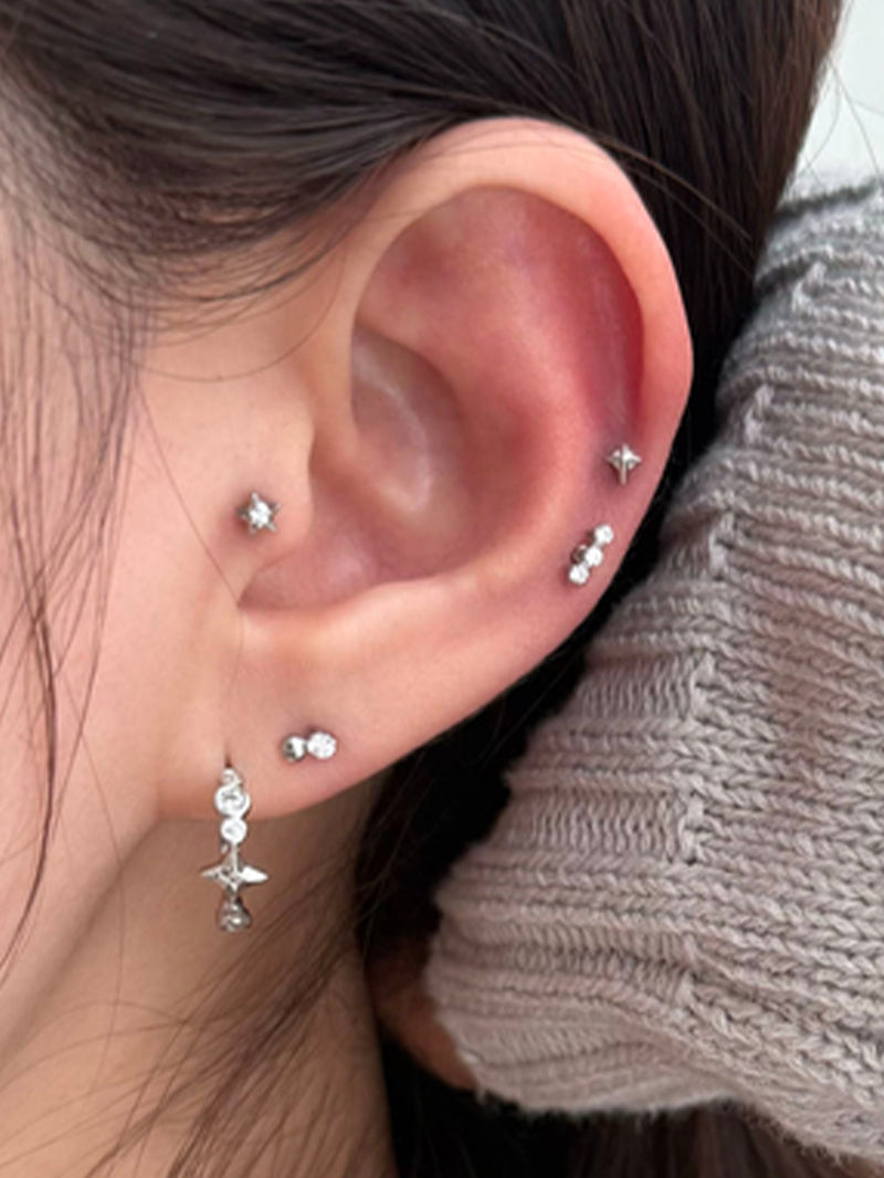 [全サージカル]シンプルキュービックライン ボディピアス (3Type) 16G ピアッシング