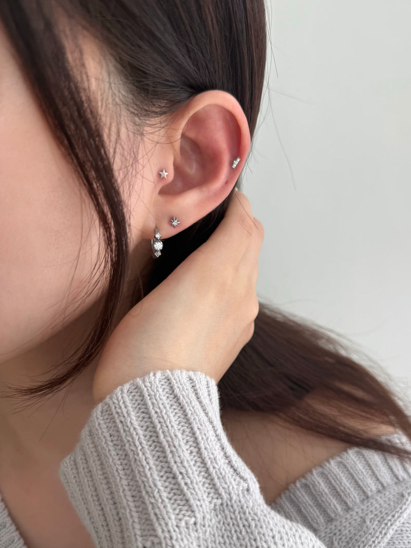 [全サージカル]シンプルキュービックライン ボディピアス (3Type) 16G ピアッシング