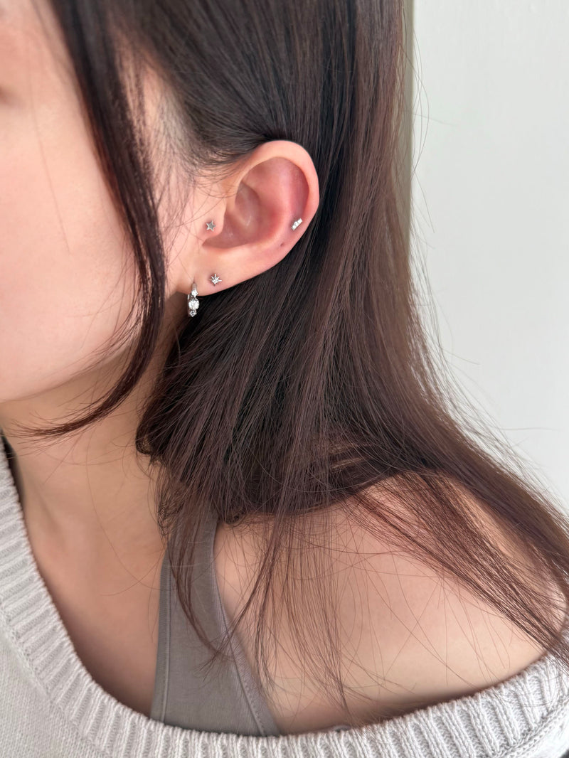 [全サージカル]シンプルキュービックライン ボディピアス (3Type) 16G ピアッシング