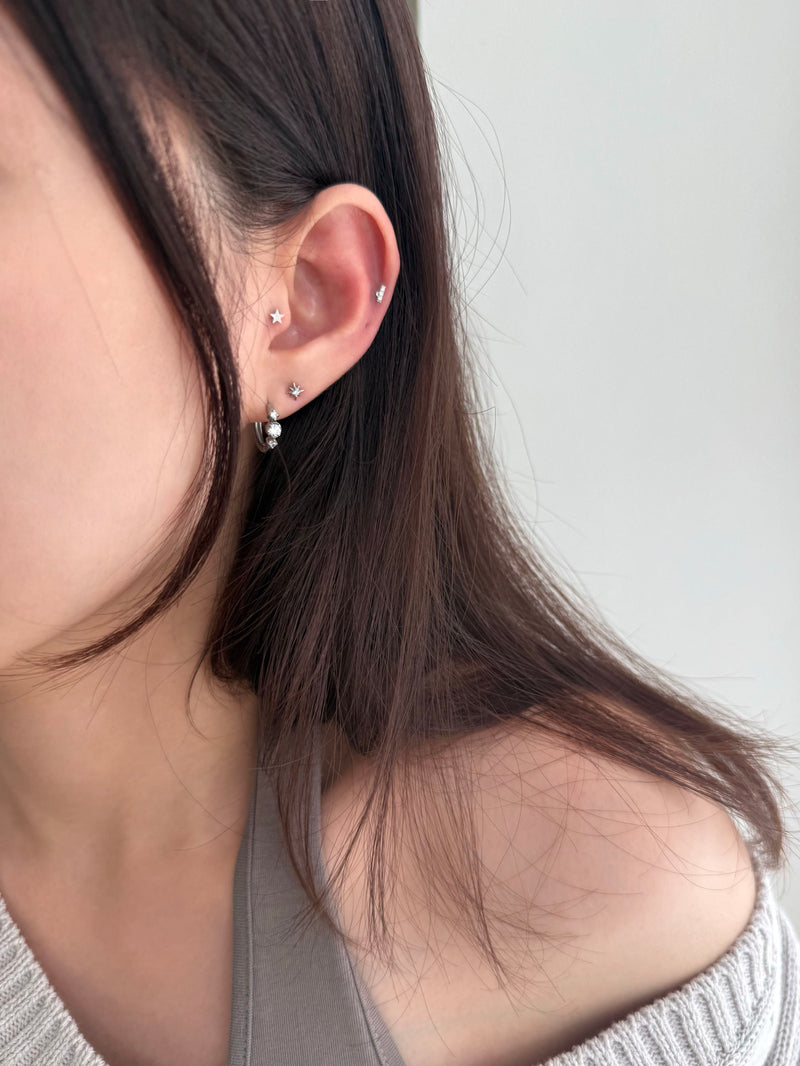[全サージカル]シンプルキュービックライン ボディピアス (3Type) 16G ピアッシング