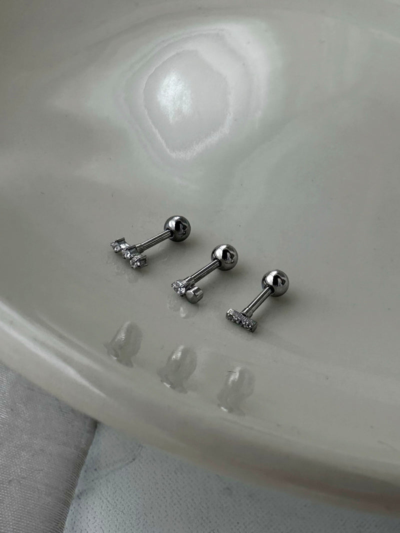 [全サージカル]シンプルキュービックライン ボディピアス (3Type) 16G ピアッシング