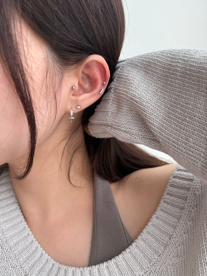 [全サージカル]シンプルキュービックライン ボディピアス (3Type) 16G ピアッシング