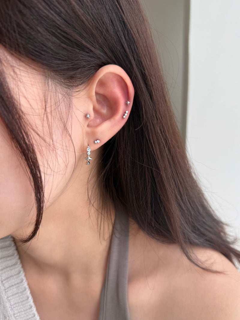 [全サージカル]シンプルキュービックライン ボディピアス (3Type) 16G ピアッシング