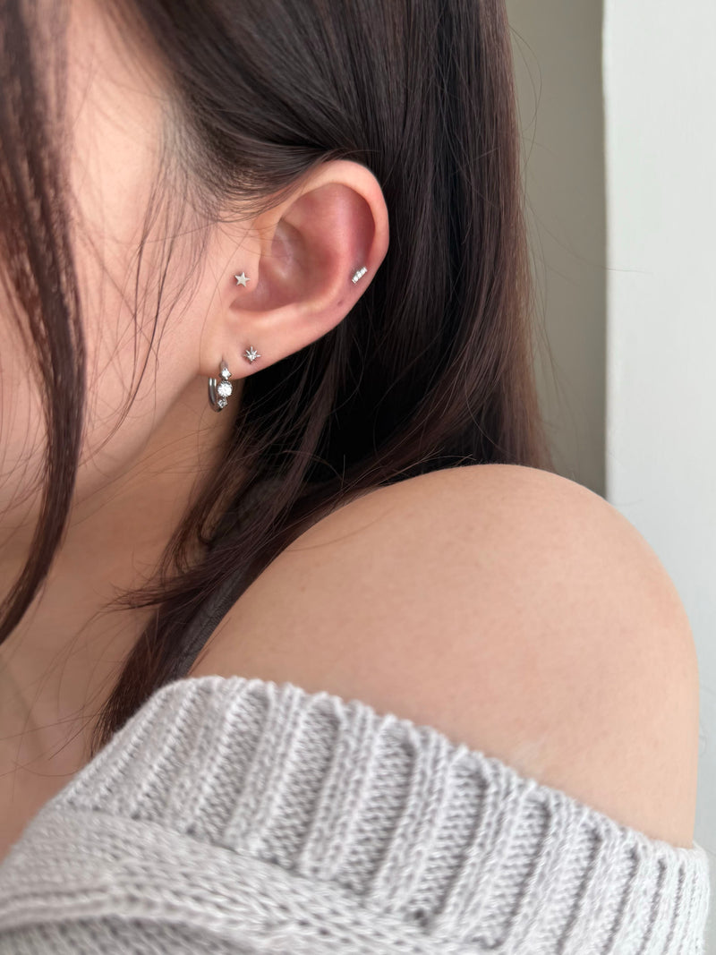 [全サージカル]シンプルキュービックライン ボディピアス (3Type) 16G ピアッシング